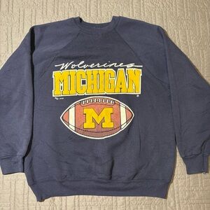Vintage University of Michigan Wolverines Football Crewneck Sweatshirt 80s Rare